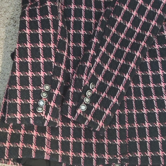 NWOT Rachel Zoe Double Breasted Plaid Blazer in pink and black size XS - Picture 5 of 7